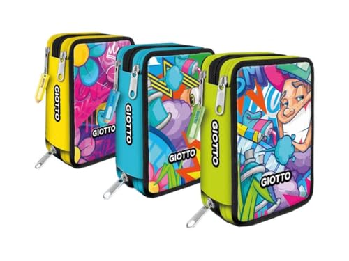 Giotto Astuccio Collezione Supermina 3 Zip In Tessuto Jeans Young Collection - 3 Fantasie Assortite