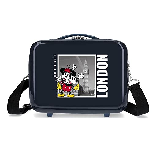 Disney Topolino E Minnie Viaggiano Per Il Mondo Borsa Da Toilette Adattabile Blu Londra 29X21X15 Cm Abs Rigido 9,14 L 0,8 Kg