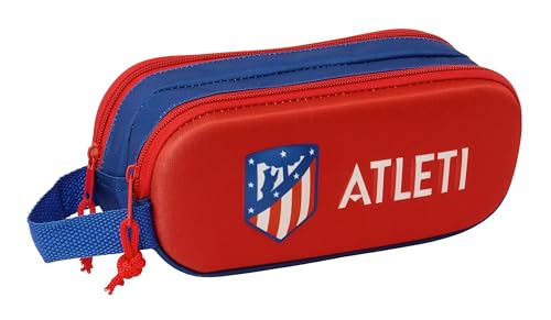 Safta Atletico De Madrid 3D - Astuccio Doppio 3D, Astuccio Per Bambini, Ideale Per Bambini In Età Scolastica, Comodo E Versatile, Qualità E Resistenza
