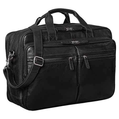 Stilord 'Gigantus' Borsa Porta Pc 17,3 Pelle Valigetta Pelle Valigetta Porta Documenti Borsa Da Lavoro Porta Documenti Grande Pelle Vintage, Colore:Ne
