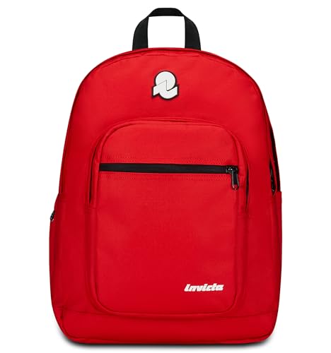 Invicta Zaino Scuola Jelek Plain, Rosso, Zaino Doppio Scomparto Super Capiente Con Tasca Porta Pc O Tablet, Tasca Porta Borraccia E Tasca Con Organize