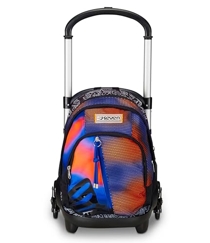 Seven Trolley Scuola Flex 3 Ruote, Blu, Shadefull Boy, 3 In 1, Triplo Uso, Zaino Con Carrello Sganciabile, Tasca Porta Borraccia E Crossover System, Z