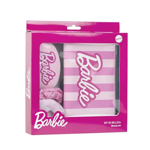 Set Di Bellezza Di Barbie - Colore Rosa - Set Completo - Include Spazzola Per Capelli, 2 Elastici E Astuccio - Prodotto Originale, Rosa, Set Completo