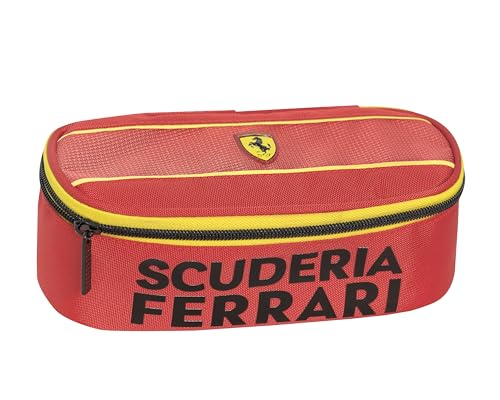 Franco Cosimo Panini Ferrari Kids - Astuccio Scuola Ufficiale Ferrari, Astuccio Ovale Per Bambini E Ragazzi, Ideale Per Riporre La Cancelleria, Con Pr