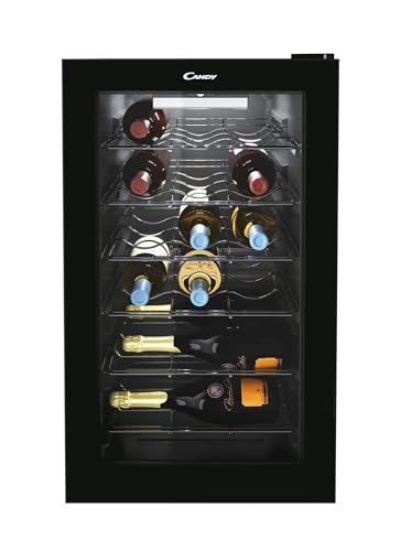 Candy Divino Cwc 021 M/Nf Cantinetta Vino, 21 Bottiglie, App Hon Con Tecnologia Vivino, Ripiani Cromati, 39 Db, Classe G, 40X55X70 Cm, Nero [Classe Di