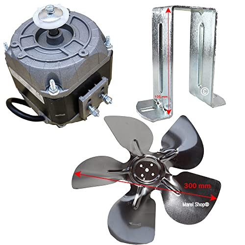 Marel Shop® - Motore Con Ventola Per Banco Bancone Frigo Uso Professionale 25 Watt 220 Volt Con Staffa Compatibile Con Vari Marchi