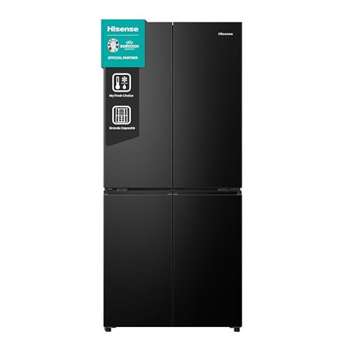 Hisense Rq5P470Safe, Frigorifero Americano Quattro Porte, Classe E, Black Inox, Total No Frost, Wifi, Metal Cooling, Zona Convertibile, 483 Litri, Con