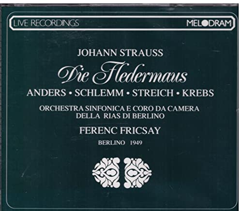 Strauss, J - Die Fledermaus (Schlemm, Streich, Anders / Fricsay, Berlin 1949) - 2Cd / Melodram
