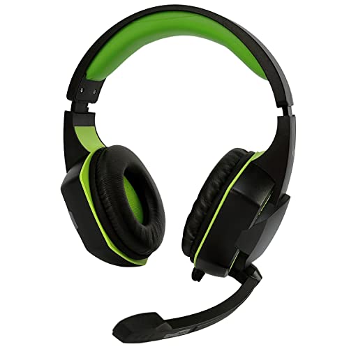 Amstrad Pro Gamer Basic Ams H555 Verde Con Retroilluminazione Led - 40Mm Power Bass Con Microfono Integrato, Regolazione Volume