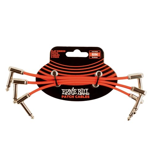 Ernie Ball, Cavo Patch Piatto A Nastro, 15,24 Cm, Confezione Da 3, Colore Rosso