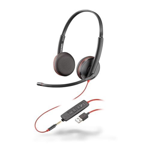 Over-The-Head - Binaural - Supra-Aural - Cavo Da 7,45 Ft - Microfono Per Cancellazione Del Rumore - Noise Canc Poly Blackwire C3225 - Stereo - Mini Ph