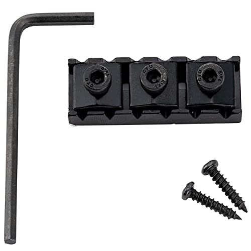 Musiclily Pro 43Mm Capostasto Bloccacorde In Acciaio R3 Locking Nut Per Chitarra Elettrica Ponte Tremolo Floyd Rose, Nero