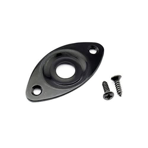 Musiclily Pro Dented Ovale Curvo Piastra Jack In Acciaio Per Chitarra Elettrica E Basso, Nero