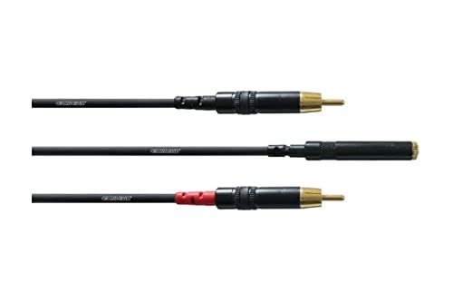 Cordial Cfy 0,3 Ycc - Cavo Adattatore Y Con Presa Jack Stereo Dorata Da 3,5 Mm E 2 Connettori Rca Dorati, Lunghezza 0,3 M