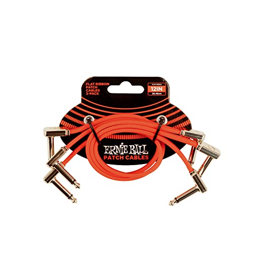 Ernie Ball, Cavo Patch Piatto A Nastro, 30,48 Cm, Confezione Da 3, Colore Rosso
