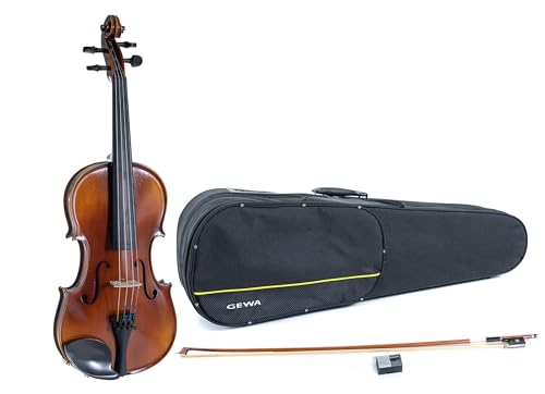 Gewa Violino, Set Di Violini Serie Allegro Vl 1-4/4 Pronto Per L'Uso Con Custodia Sagomata, Acero E Abete Massiccio Europeo, Laccato A Mano, Arco Mass