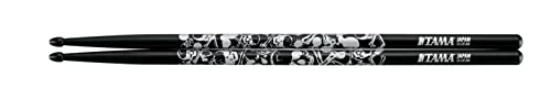 Tama 7A-S-Bs Bacchette Da Tamburo Con Decorazione A Teschio (Ø 13 X 390 Mm), Colore: Nero