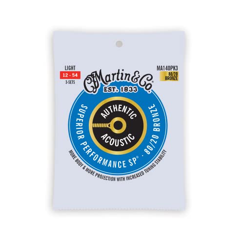 Martin Acustico Nuova Versione 3 Pack Light (12-54) 80/20 Bronzo, Confezione Da 3