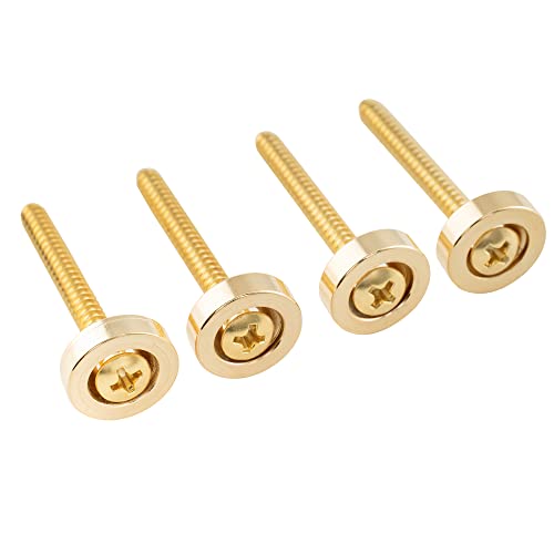 Musiclily Pro 15Mm Boccole Attacco Manico E Viti In Acciaio Per Chitarra Elettrica E Basso, Dorato (Set Di 4)