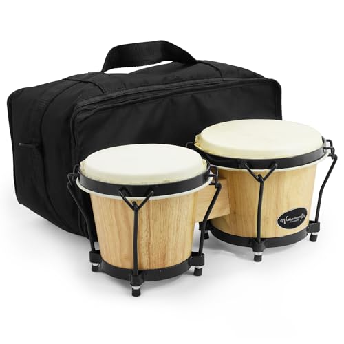 World Rhythm Bon7-Bg Tamburi Bongo Con Custodia Imbottita, Colore Naturale, Misura 6" E 7"