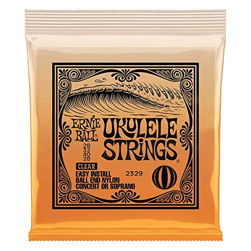 Ernie Ball, Corde In Nylon Per Ukulele Concerto/Soprano, Con Estremità A Sfera, Colore Trasparente