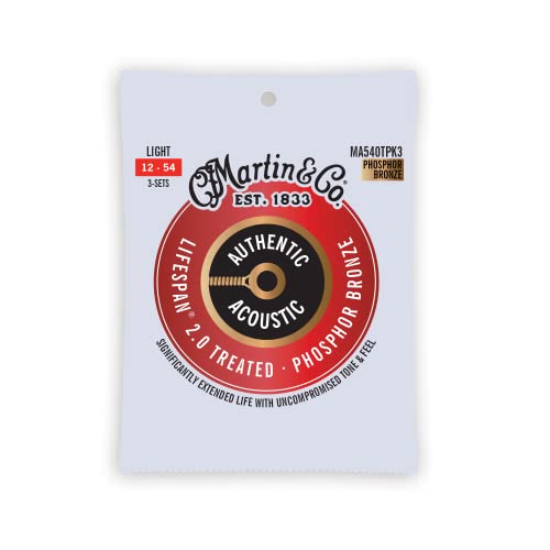 Martin Corde Per Chitarra Acustica (Ma540Tpk3) Phosphor Bronze Light, Confezione Da 3