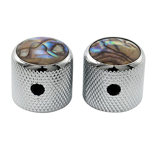 Musiclily Pro 1/4 Pollice Manopole Dome In Acciaio Top Abalone Con Vite Fissaggio Montaggio Universale Per Chitarra Elettrica O Basso, Cromato (Set Di