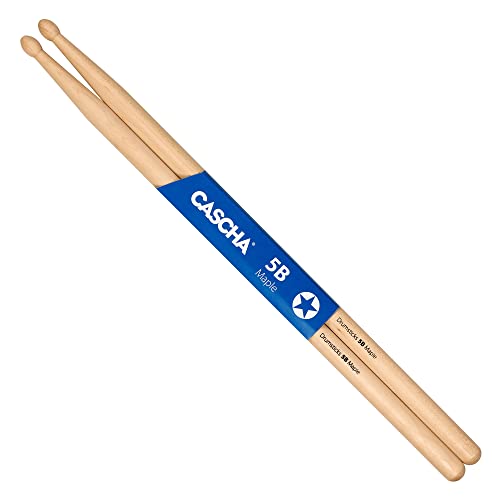Cascha Maple Hh 2360 - Bacchette Per Batteria 5B, Ideali Per Gentle Rock, Per Utenti Avanzati, 1 Paio Di Bacchette In Legno Di Acero, Accessori Per Ba