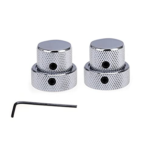 Musiclily Pro Universale Concentrico Stacked Manopole In Metallo Doppio Controllo Knobs Per Chitarra Elettrica E Basso, Cromato (Set Di 2)