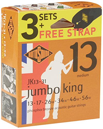 Corde Rotosound Per Chitarra Acustica Jumbo King 3 Set + Tracolla Jk13-31-F