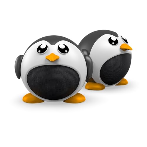 Echo Altoparlante Pinguino Pack Da 2, Design Originale Kawai, 3 W Mono 1 Pingz 6 W Stereo 2 Pingz, 4 H Di Musica In Continua Senza Fili, Presa Di Chia