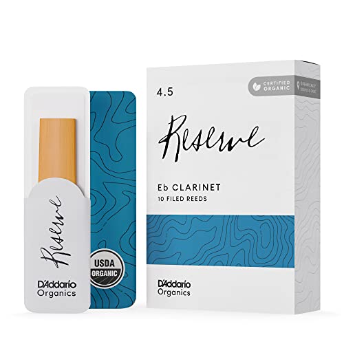 D'Addario Organic Reserve Eb Ance Clarinetto - Ance Per Clarinetto - La Prima E Unica Ancia Biologica - 4.5 La Forza, 10 Pacchetto