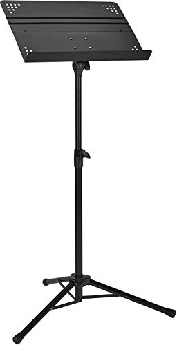 Amazon Basics - Leggio Per Spartiti Pieghevole Professionale Per Orchestra, Altezza Regolabile Da 64 A 110,5 Cm, Utilizzo In Piedi E Seduto, Base A Tr
