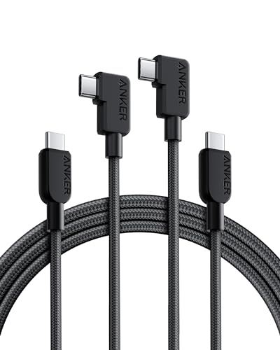 Anker Cavo Usb Angolo Retto, Usb C A Usb C Da 240 W, Confezione Da 2, Cavo Di Ricarica Intrecciato Da 90 Gradi Per Iphone 15, Samsung Galaxy S23, Macb