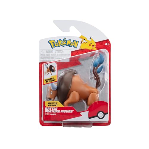 Pokémon Feature Figura Tauros Battle Ready Da 11,4 Cm Con Leg Kick Attack, Multicolore, Ys/M, Pkw3369