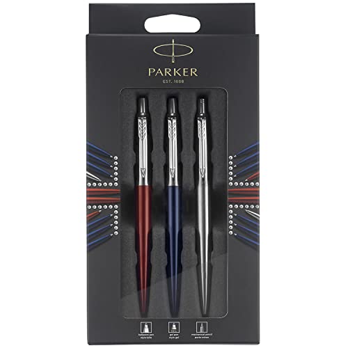 Parker Jotter London Trio Set, Matita Meccanica In Acciaio Inox Pre-Riempito Con Piombo Da 0,5 Mm, Multicolore, 3 Unità (Confezione Da 1)