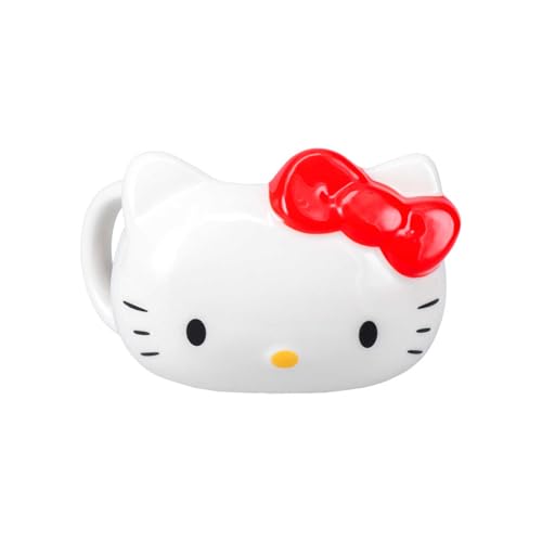 Paladone Hello Kitty - Tazza In Ceramica A Forma Di Gatto Con Classico Fiocco Rosso, Accessorio Da Scrivania Per Ufficio E Scuola, Idea Regalo