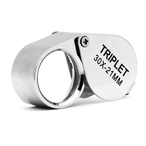 Pocket Jeweler Eye Loupe, Lente Di Ingrandimento In Vetro 30X Portatile Per Gioielli, Monete, Francobolli, Oggetti D'Antiquariato E Altro (Silver)