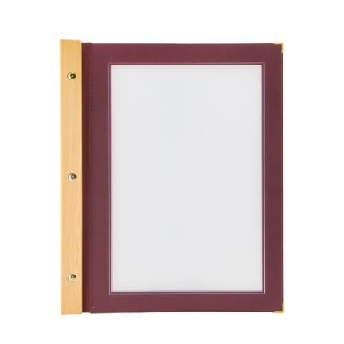 Securit Porta Menù Wood A4 -Struttura In Legno Teak E Bordi Rifiniti Color Bordeaux Con 2 Inserti