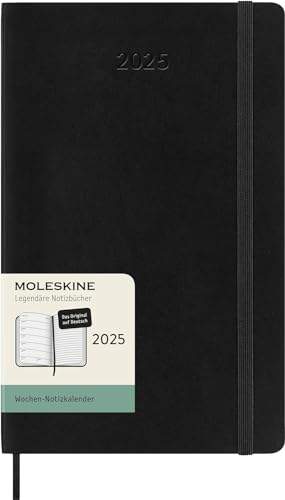 Moleskine Weekly Planner, Agenda Settimanale Con Spazio Per Note 12 Mesi 2025, Copertina Morbida E Chiusura Elastica, Colore Nero, Lingua Tedesca, For
