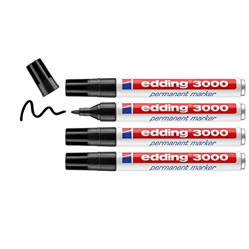 Edding 3000 Pennarello Indelebile Nero, Confezione Da 4