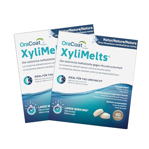 Oracoat Xylimelts - 80 Compresse Adesive Contro La Secchezza Delle Fauci, Discrete, Utilizzabili Durante Il Sonno, Vegano, Senza Menta