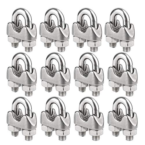 Hyber&Cara 12 Pezzi M6 Morsetti Serracavo In Acciaio Inox Per Cavo D'Acciaio Ø 6Mm (1/4")