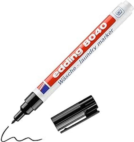 Edding 8040 Marcatore Per Biancheria, Nero, 1 Penna, Punta Tonda 1 Mm, Pennarello Tessile Per Etichettare I Vestiti, Resistente Ai Lavaggi A 95°C, Pen