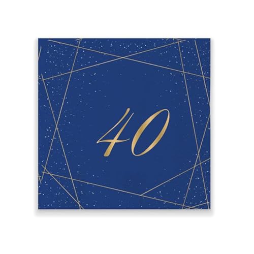 Big Party Tovaglioli 25 X 25 Cm 40 Anni Blue Gold