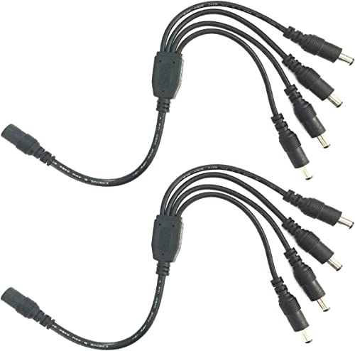 Litaelek 2Pcs 22Awg Cavo Splitter Dc 5,5Mm X 2,1Mm Presa Dc Spina Cavo Divisore Y Splitter 1 A 4 Splitter Per Telecamera Cctv Led Strip Striscia Led E