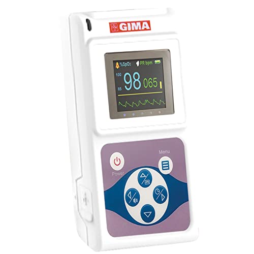 Gima Saturimetro Oxy 50 Pulsoximetro Da Dito, Portatile, Professionale, Rileva Saturazione E Battito In Continuo, 2 Pile Aaa Incluse, Display 1.8’’ A