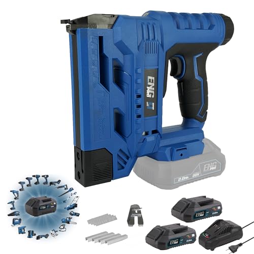Eng Pro Graffettatrice E Sparachiodi 2-In-1 Senza Fili | Linea Professionale A Batteria One4All 20V |Chiodatrice A Batteria Pistola Sparachiodi| 2 Bat