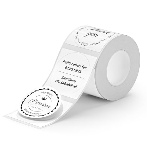 Niimbot Etichette Rotonde Per Stampante B21/B1/B3S, Adesivi Termici Da 50 X 50 Mm, 1 Rotolo Da 150 Etichette