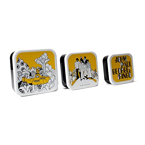 Half Moon Bay The Beatles - Set Di 3 Contenitori Per Alimenti In Plastica Con Coperchio, Portapranzo Bento Per Adulti E Bambini, Contenitori Per Alime